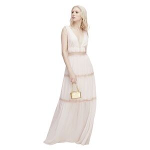 Watters Blush Inna Chiffon Deep V Bridesmaids Formal Dress US 12